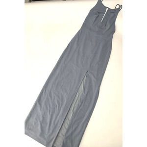 After Six Women's Formal Gown Gray  Key whole Front Spaghetti Straps Size S NWOT